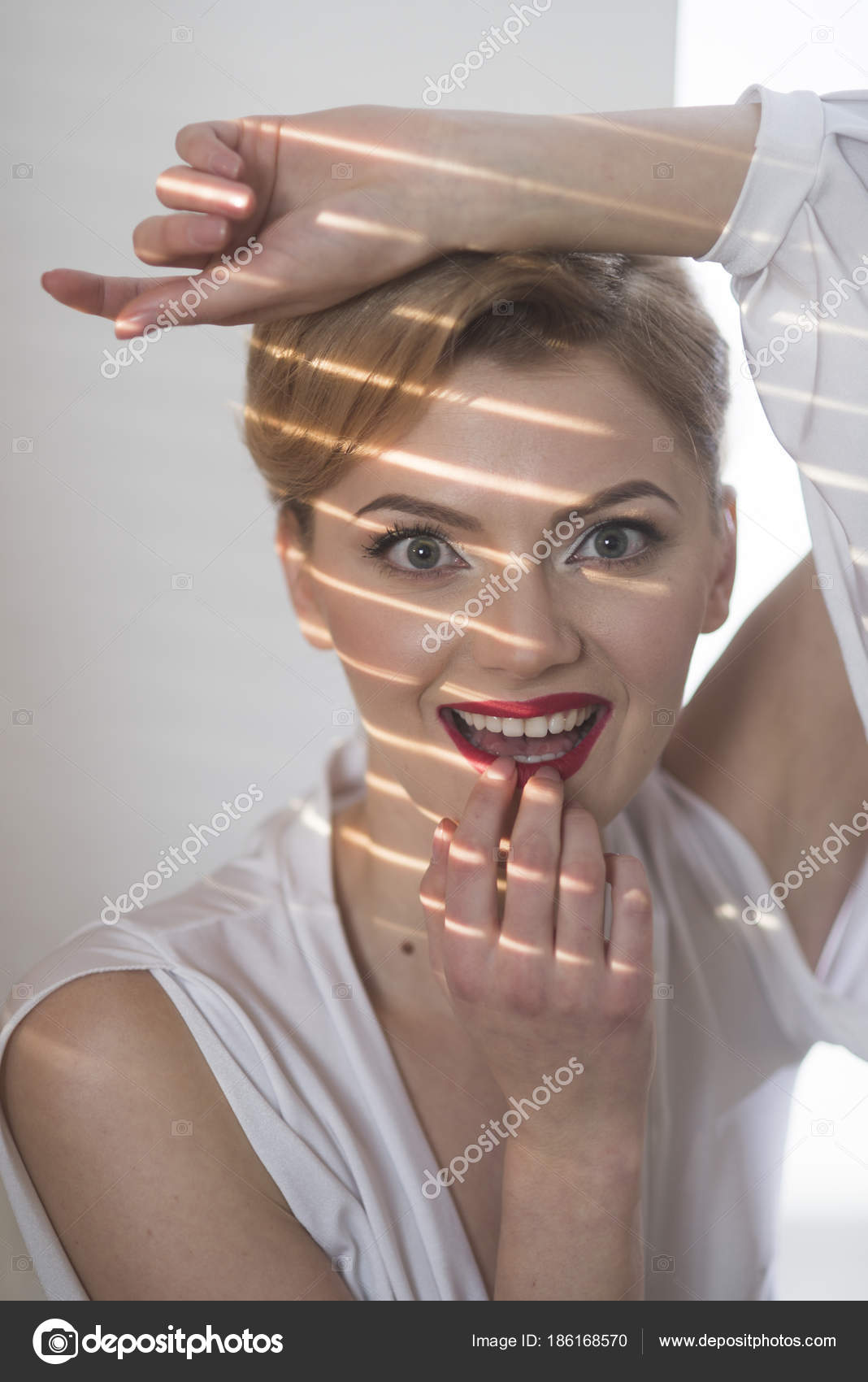 Lady With Blonde Hair And Beautiful Smile Stock Photo