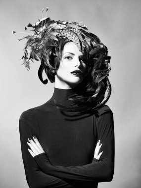 tüy şapka çok seksi kadın