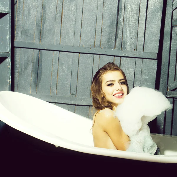 Happy woman in bath — Stock Photo, Image