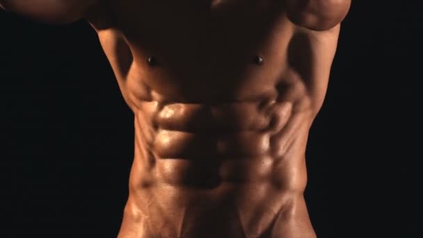 Sporcu Kaslar Sporcu Adam Triceps Atletik Beyaz Altı Paketi Göğüs — Stok video