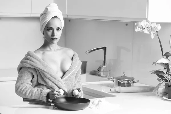 Sexy cooking woman — Stock Photo, Image