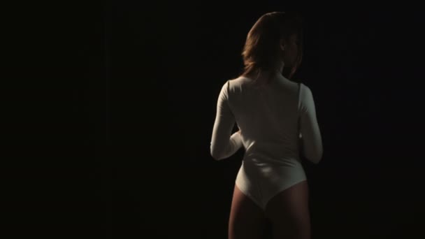 Hermosa Stripper Ajuste Bromista Sexual Chica Sexy Club Bailando Danza — Vídeos de Stock