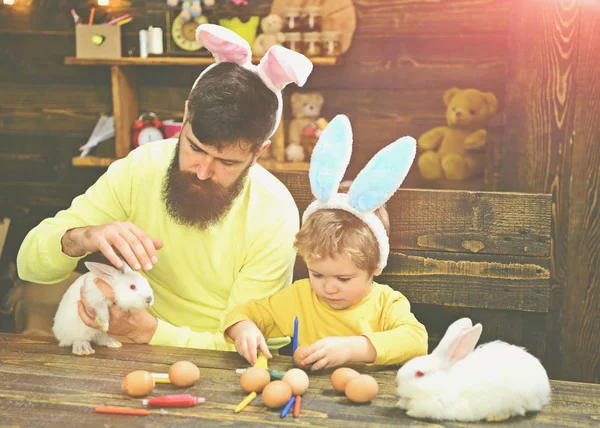 Happy easter! Rabbit\'s family with bunny ears.