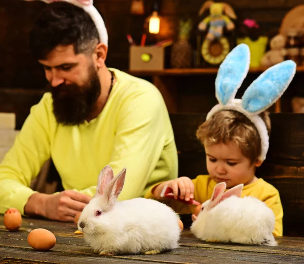 Happy easter! Rabbit\'s family with bunny ears.