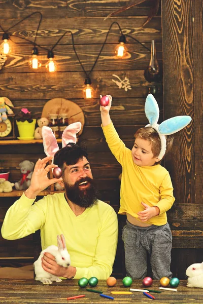 Happy easter! Rabbit\'s family with bunny ears.