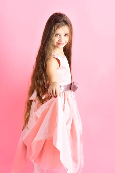 Small girl child model in beautiful dress. — Stock Photo, Image