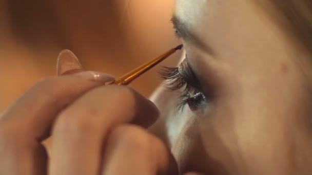 Maquilleuse Appliquer Maquillage Une Jeune Femme Attrayante Maquillage Pour Jeune — Video