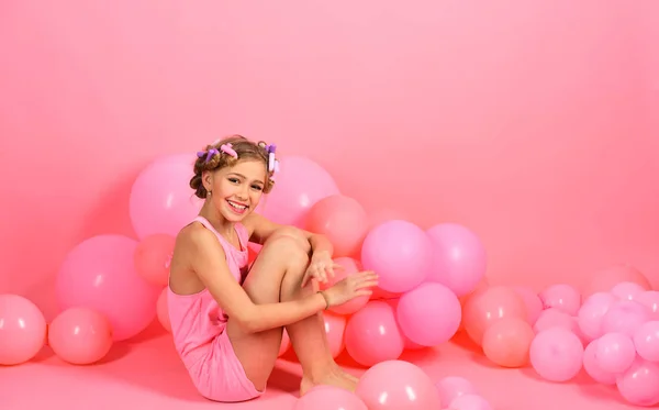 Party, holiday balloons on pink studio background. — Stock Photo, Image