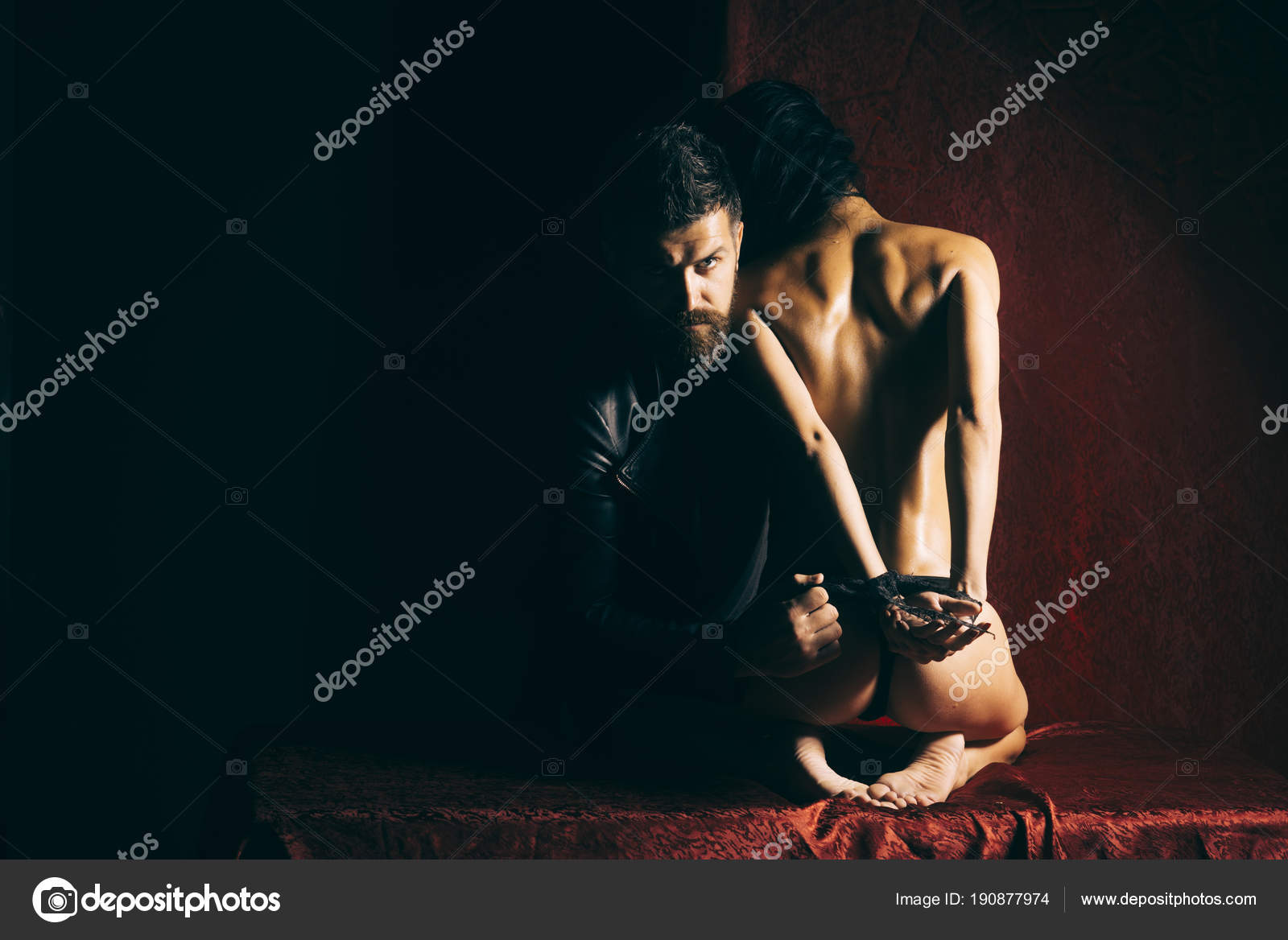 Dominance Submission Couple Couple Love Bdsm Bearded Man Naked Girl Stock Photo by ©Tverdohlib 190877974 pic