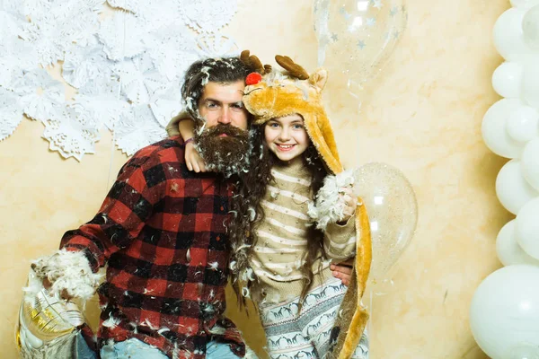 Feliz Natal Bonito Menina Pequena Criança Bonita Chapéu Inverno Homem — Fotografia de Stock