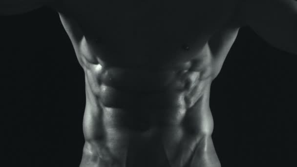 Athletischer Kaukasischer Bodybuilder Schöner Mann Körper Muskelmann Oberkörper Fitte Männer — Stockvideo