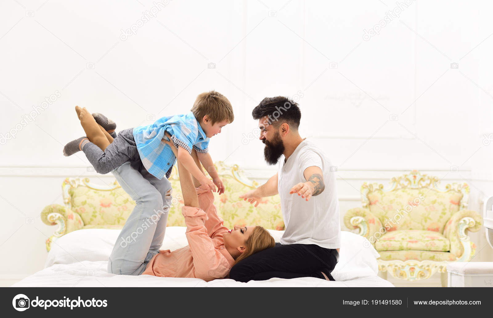 Parents With Happy Faces Pay Attention To Kid Play Like