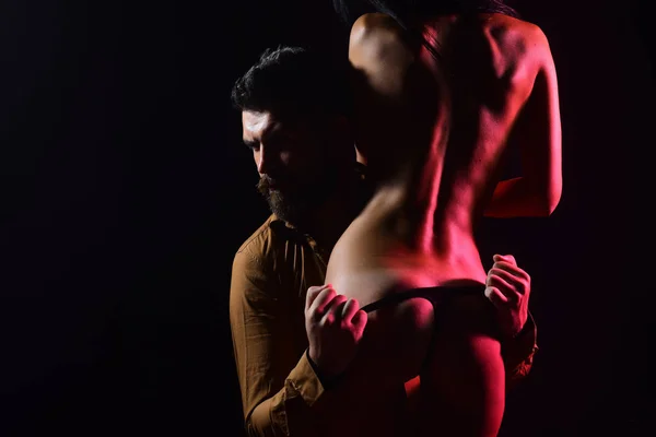 Muž, Žena s nahé tělo, Valentýn. — Stock fotografie