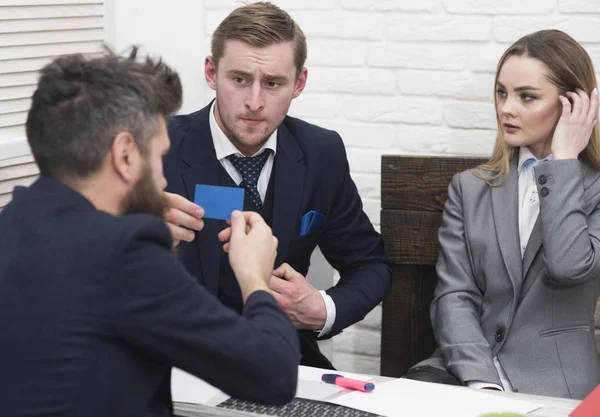 Partenaires Commerciaux Hommes Affaires Réunion Antécédents Bureau Crédit Aux Entreprises — Photo