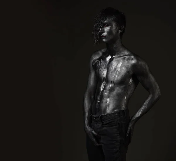 Όμορφος Άνδρας Αισθησιακό Αθλητική Γυμνό Σώμα Μυώδες Στήθος Έντονη Κοιλιακή — Φωτογραφία Αρχείου
