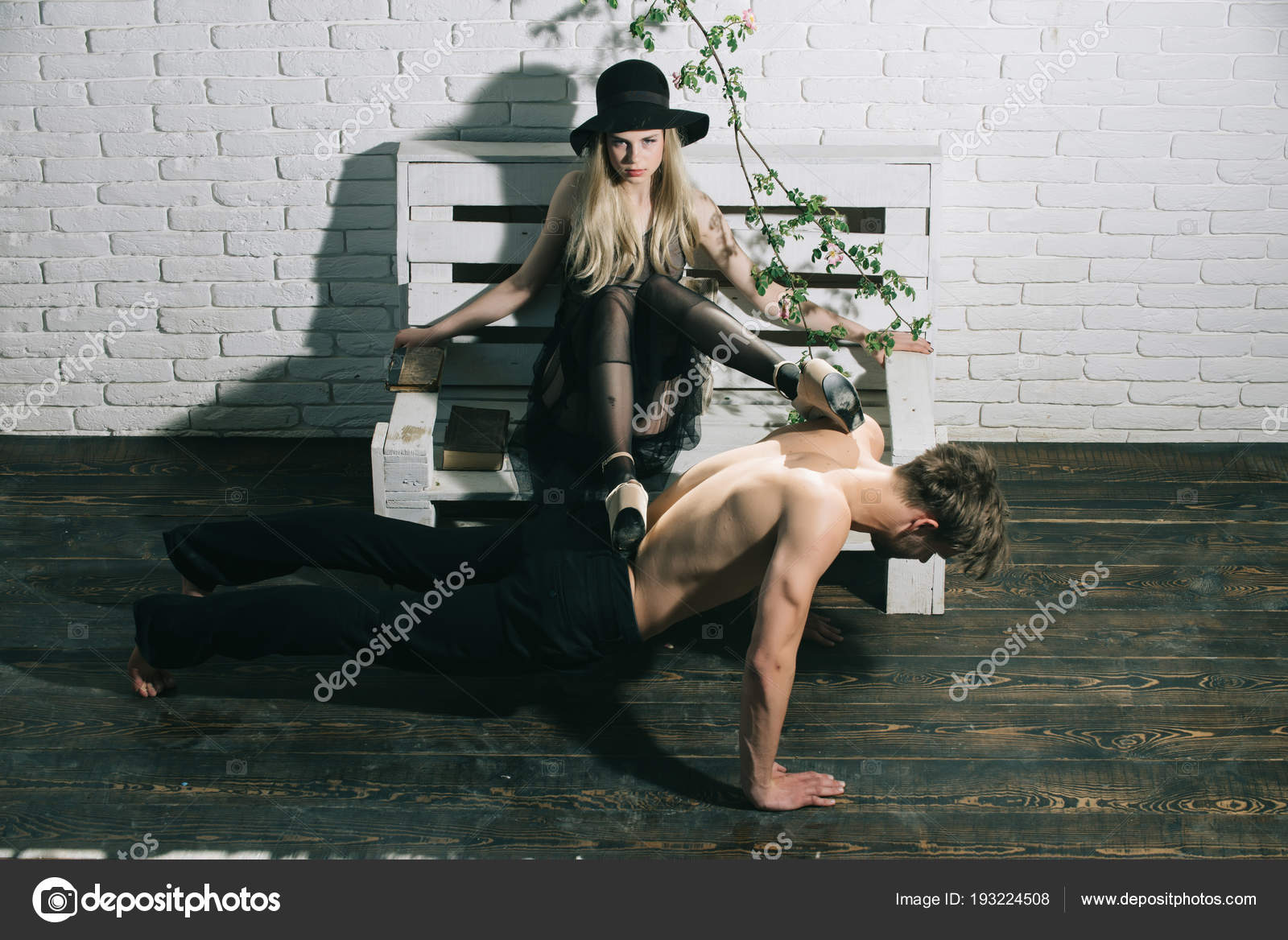 young girl dominating man