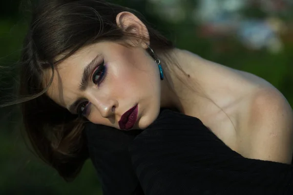 Cilt Bakımı Güzellik Bir Genç Kız Güzel Kadının Moda Makyaj — Stok fotoğraf