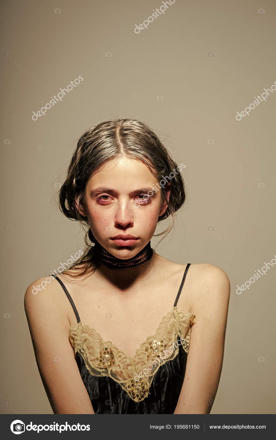 Aging Concept Young Sking And Graying Hair Of Girl Fresh