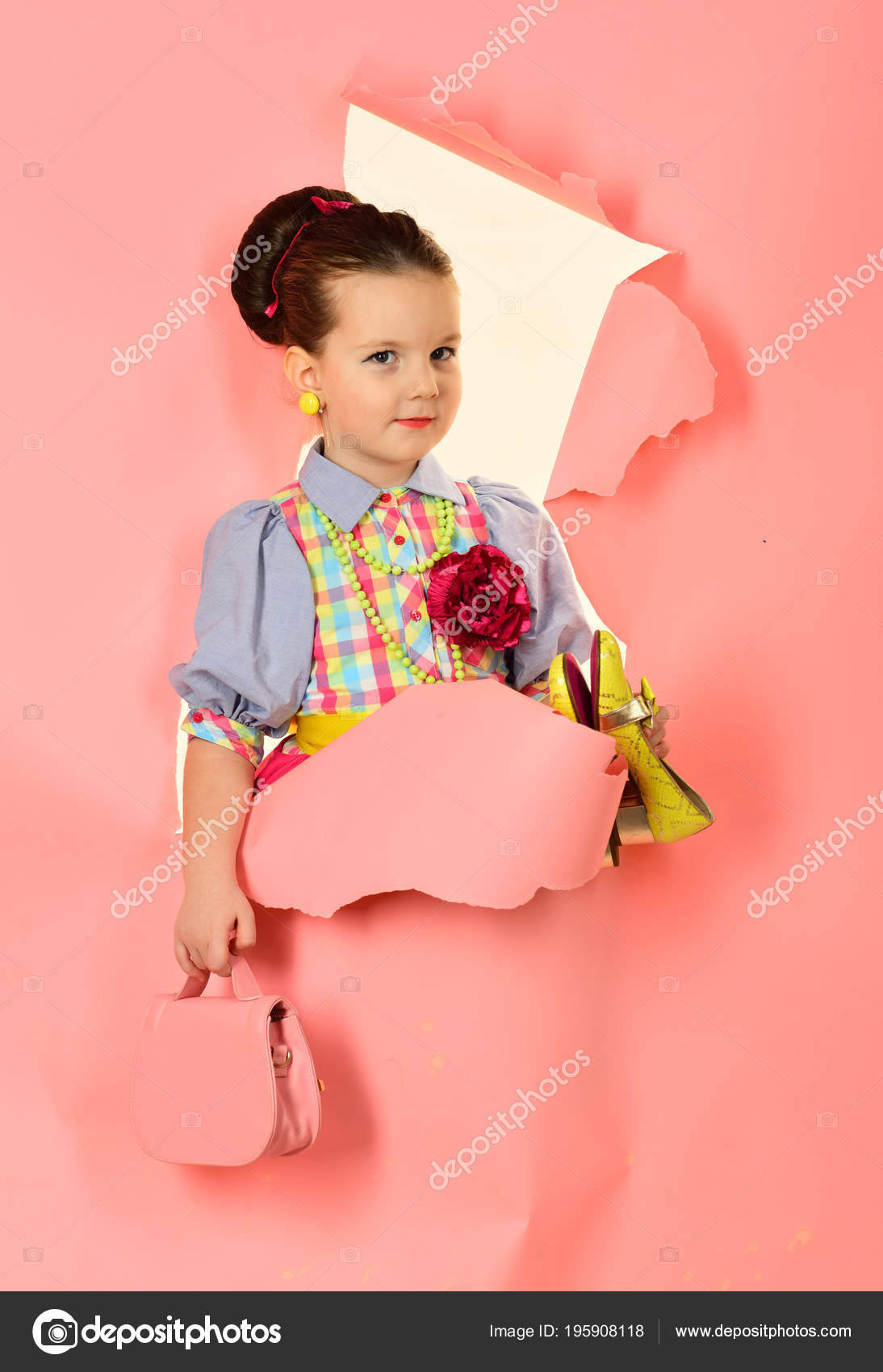 Beauty Fashion Pinup Style Childhood Beauty Hair Salon Stock