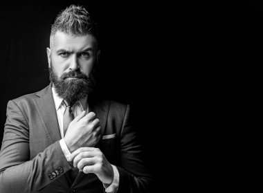 Terzi dükkanı. Sakallı adam takım elbise moda. Lüks klasik takım elbise, vogue.