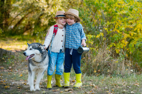 Kids Love story. Beautiful little couple - boy and girl embracing. Romantic and love. Sweet childhood. Human emotions kids first love. Valentine day.