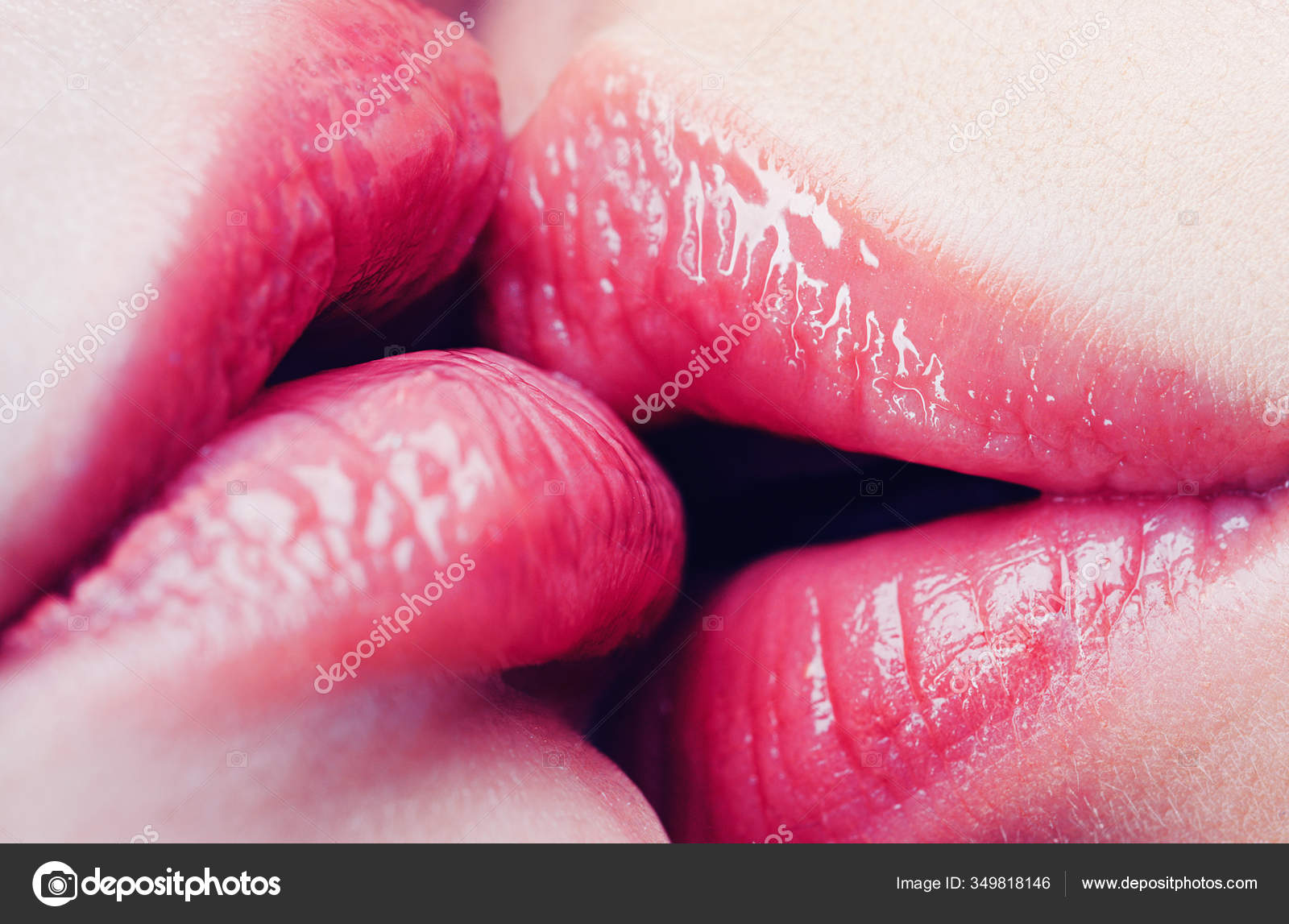 Lesbian kiss. Sensual wet female lips kissing. Lesbian pleasures. Oral pleasure. Couple girls kissing lips close up. Sensual touch kissing sexual activity. Hot foreplay