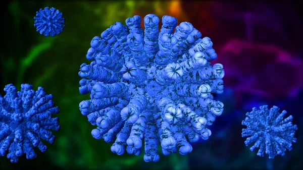 Coronavirus 2019-nCoV and Virus background with disease cells. 3D Rendering