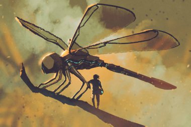 Dev Mekanik yusufçuk, sci fi kavramı 