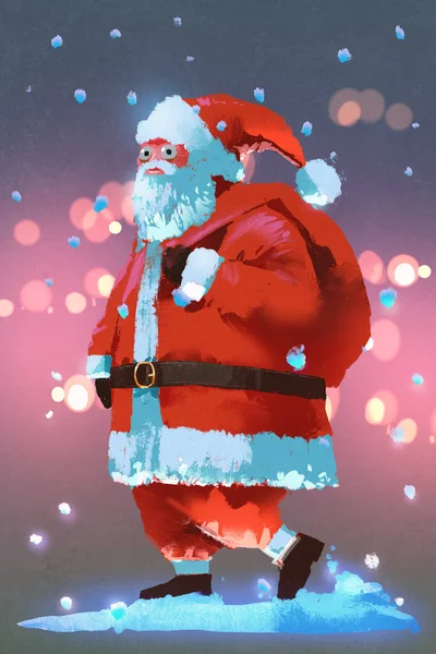 Santa Claus con una bolsa de regalos, concepto de Navidad —  Fotos de Stock
