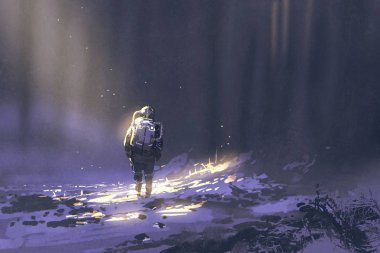 Yalnız astronot karda yürüme