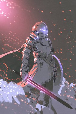 fütüristik knight ile parlayan kılıç