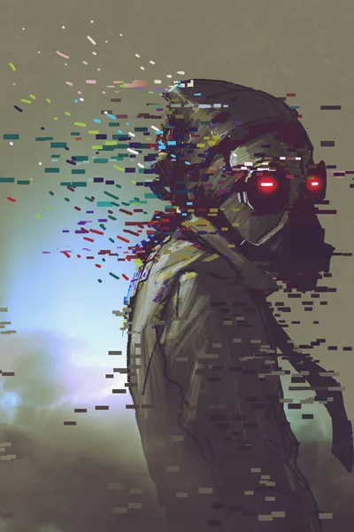 L'uomo cyborg in una maschera futuristica — Foto Stock