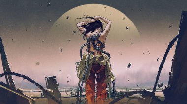 futuristic woman wearing a spacesuit