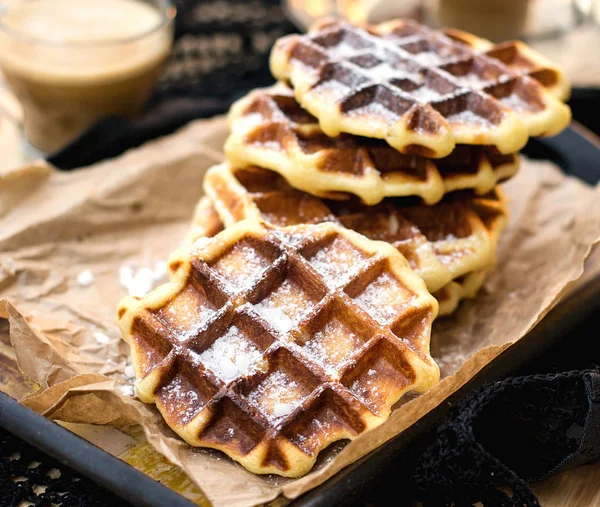 Liege waffles with pearl sugar — Stock Photo, Image