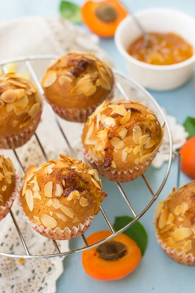 A szeletelt mandula, sárgabarack Muffin — Stock Fotó