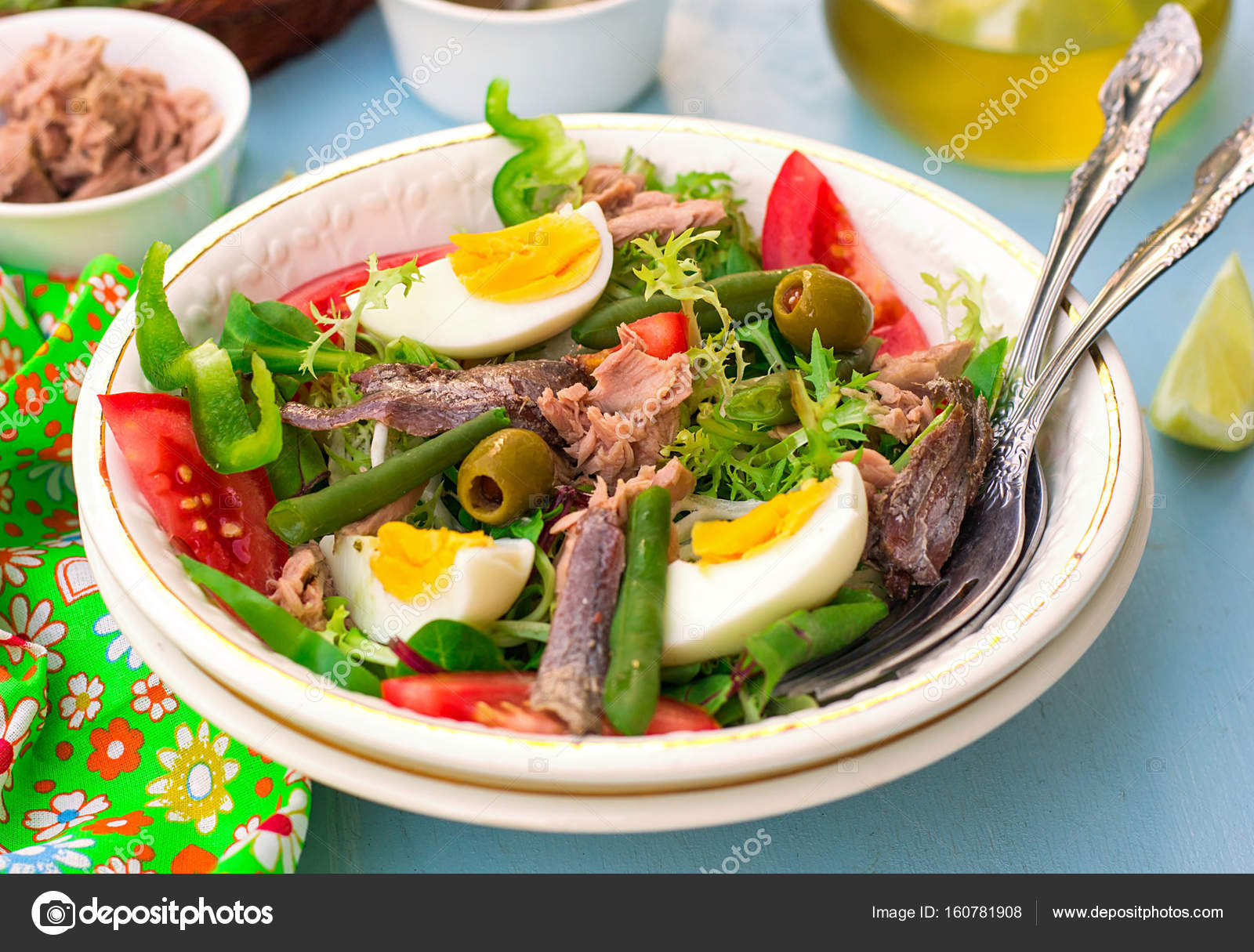 French Salade Nicoise With Tuna Vegetables And Anchovy Stock Photo Image By C Larik Malasha 160781908