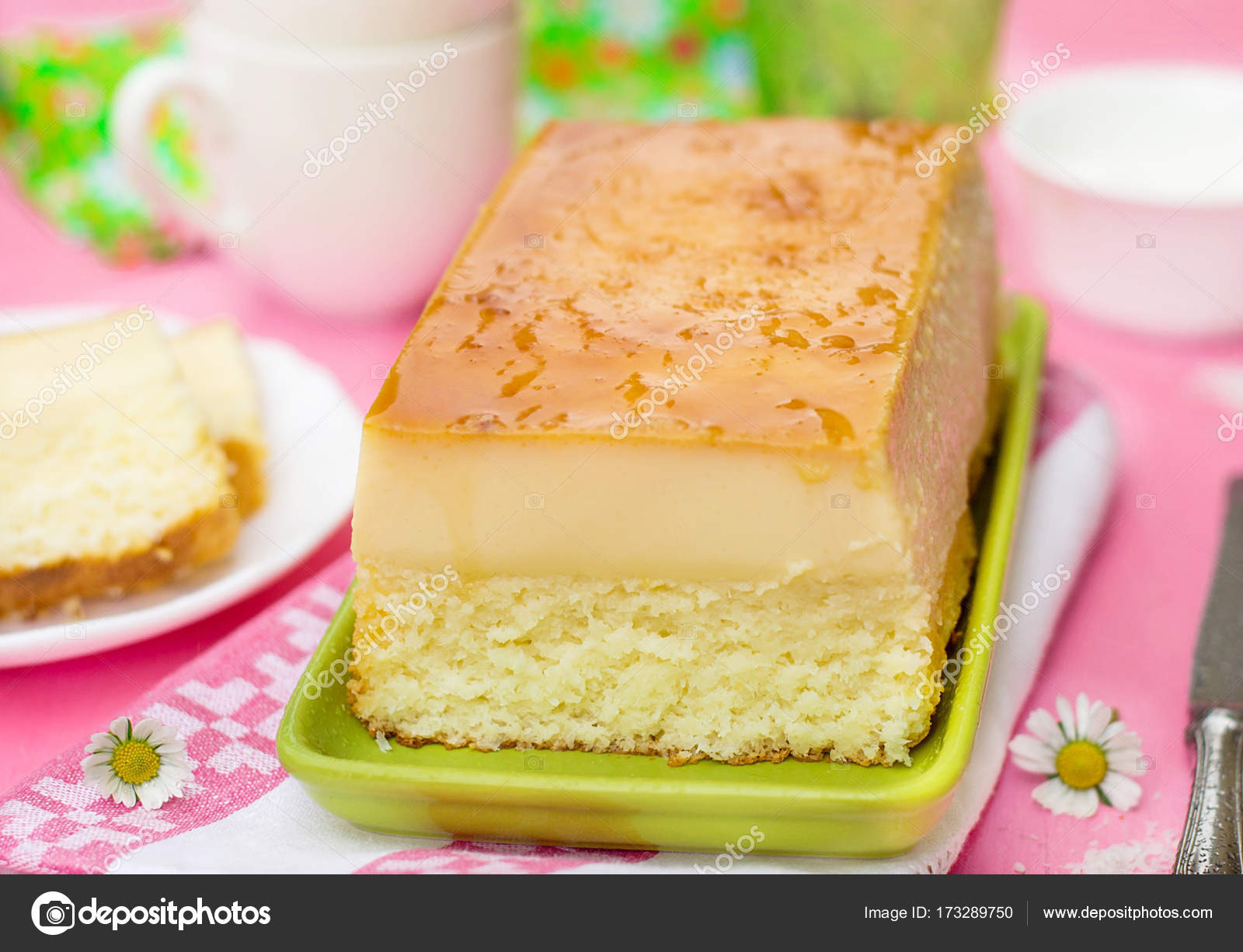 Gateau A La Creme Magique A La Noix De Coco Avec Garniture Au Caramel Image Libre De Droit Par Larik Malasha C