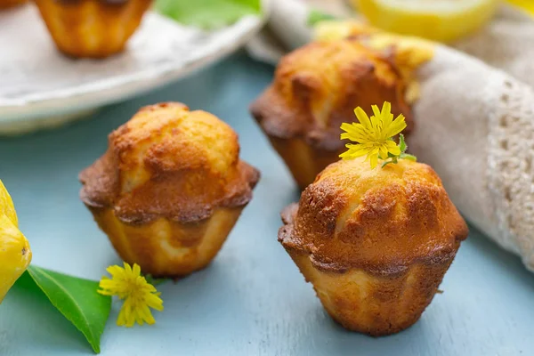 Homemade sweet lemon muffins with olive oil — ストック写真