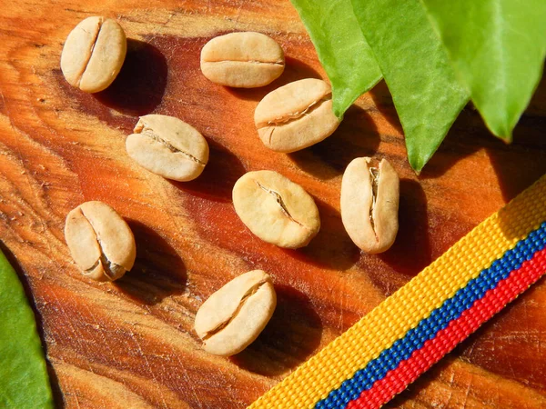 colombia flag and coffee beans concept