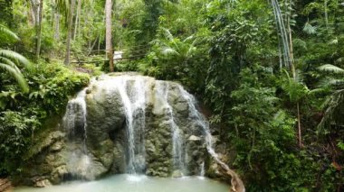 Lugnason şelaleler, Siquijor Adası bir klip. Bir bambu köprü tropikal orman arka planda görülebilir.