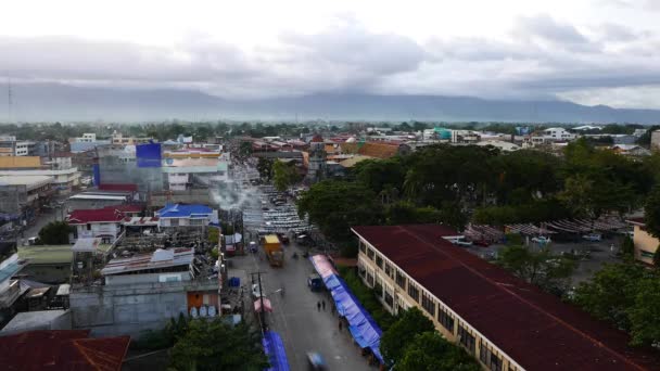 Высокий Вид Город Думагете Выходящий Гору Талинас Несмотря Настоящее Время — стоковое видео