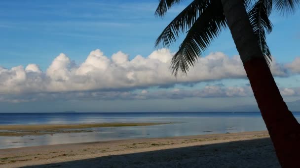 Ранок Відео Білим Піском Пляжів Острова Siquijor Показ Хмари Рухатися — стокове відео