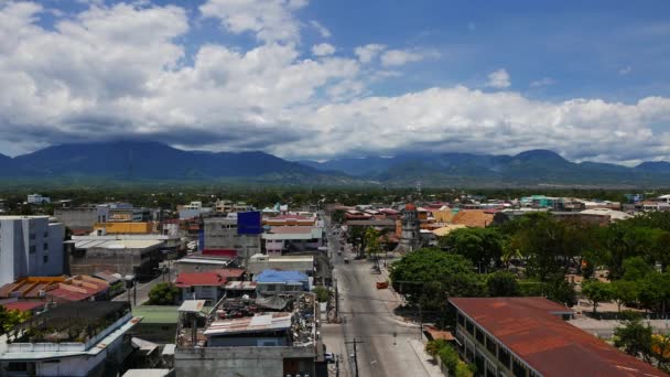 Zobacz Panoramę Miasta Dumaguete Widokiem Talinas Chociaż Teraz Skarłowaciałych Przez — Wideo stockowe