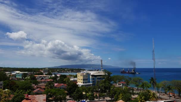 Czas Wygaśnięcia Film Pokazujący Dumaguete City Panoramę Naprzeciwko Wyspy Cebu — Wideo stockowe