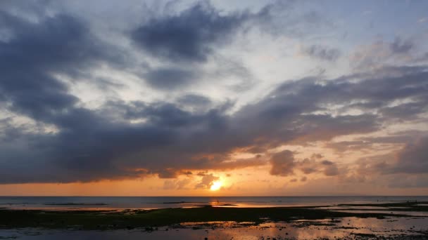 另一个低潮 丰富多彩的日出视频从杜马格特城海岸 太阳可以在云层后面看到 就在地平线上 — 图库视频影像