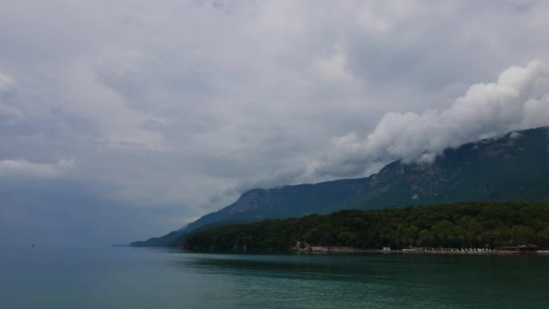 Una Oscura Nublada Toma Costa Akyaka Golfo Gokova Mugla Turquía — Vídeo de stock