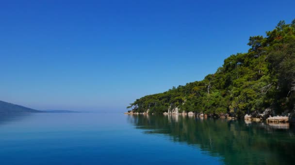 Ειδυλλιακή Θέα Πλούσια Ακτογραμμή Akyaka Κόλπος Του Gokova Μούγλα Τουρκία — Αρχείο Βίντεο