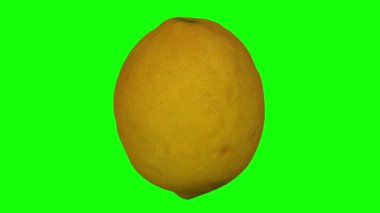Yeşil arka plan üzerinde dönen bir limon gerçekçi render. Video sorunsuz döngü ve 3d nesne gerçek bir limon taranan.