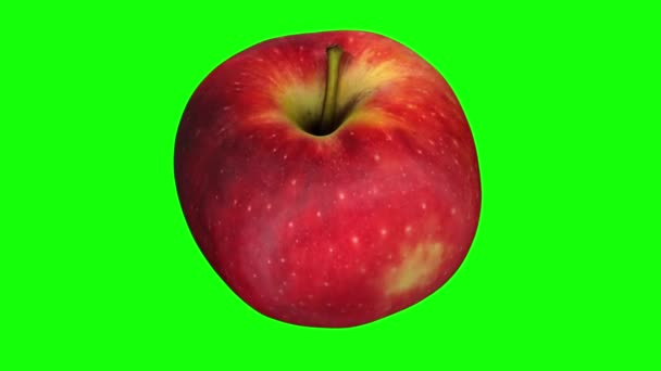 Rendu Une Pomme Rotative Red Delicious Sur Fond Vert Vidéo — Video