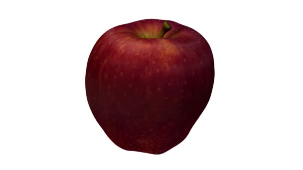 Рендеринг Вращающегося Red Delicious Яблока Белом Фоне Видео Бесшовно Зациклено — стоковое видео